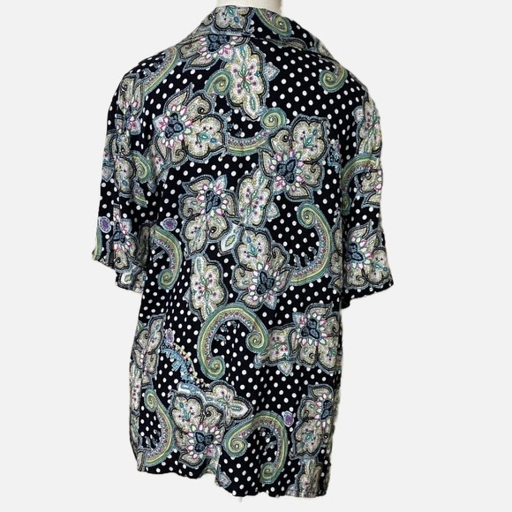 Mariani Vintage Paisley and Polka Dot Button Down Short Sleeve Shirt - Picture 2 of 6
